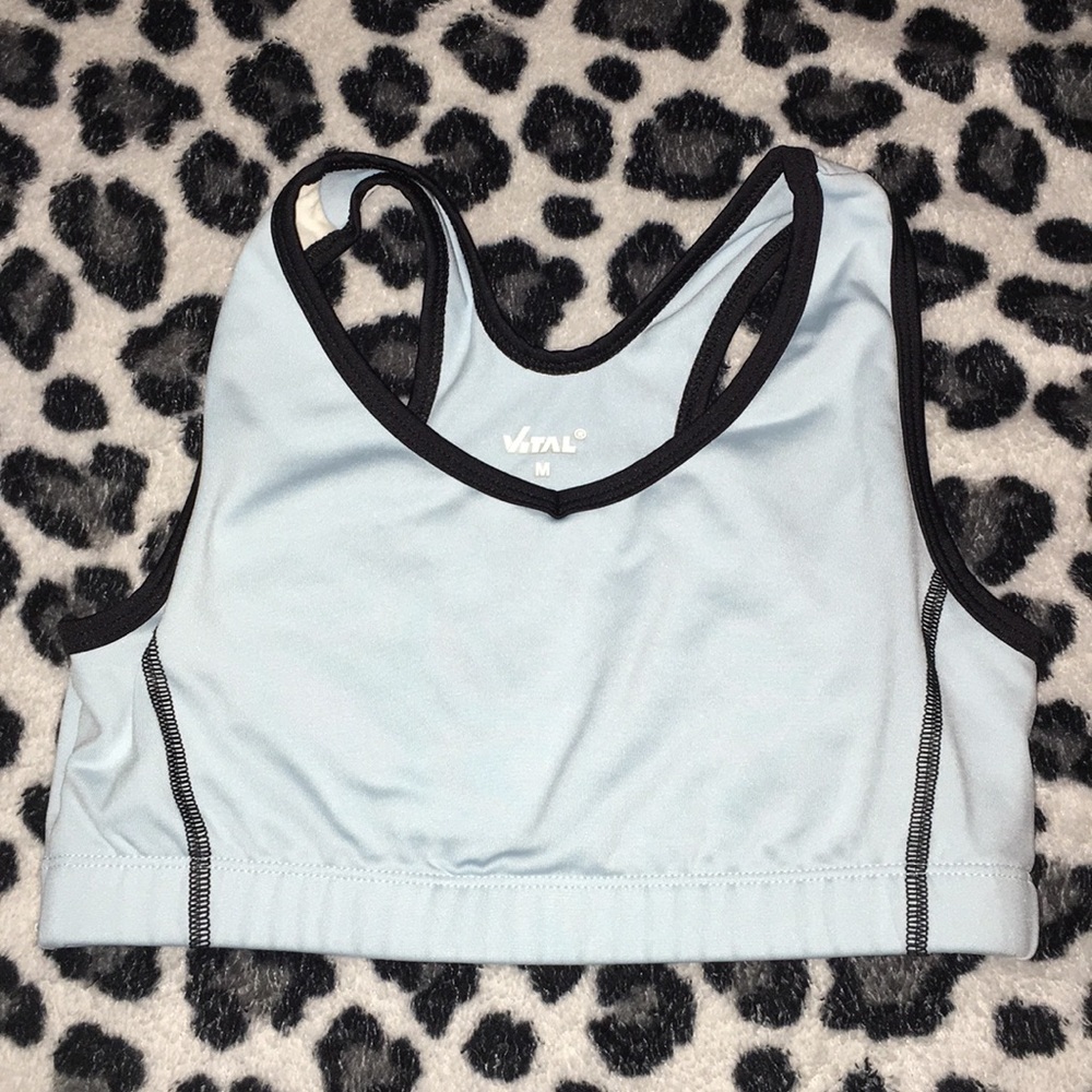 🌻5/$15 Vital light blue sports bra size med. VGUC
